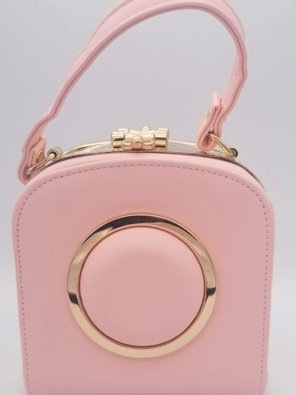 Pink Circle Accent Top-Handle Women's Bag